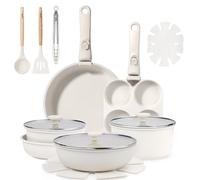 GiPP 18 PCS Set de Casseroles et Poele Induction et Poignée Amovible, Blanc | Batterie Cuisine Tout Teux, Revêtement Non Toxique, Sans PFAS/PFOA, Pot de Camping Empilable, Compatible Lave-Vaisselle/Fours
