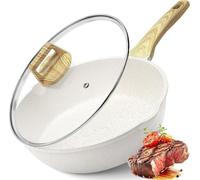 GiPP 28 cm poêle wok avec couvercle revêtement antiadhésif granit 4.5L White