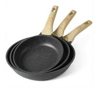 GiPP 3PCS Set de Poêles Antiadhésive en Granit - Poêle à Frire Saine et Non Toxique, Compatible Induction, Sans PFAS ni PFOA, Passe au Lave-Vaisselle, Manche Reste Froid(Gris,24+26+28cm)