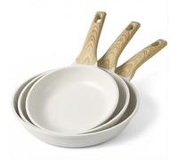GiPP 3PCS Set de Poêles Antiadhésive en Granit - Poêle à Frire Saine et Non Toxique, Compatible Induction, Sans PFAS ni PFOA, Passe au Lave-Vaisselle, Manche Reste Froid(Blanc,24+26+28cm)