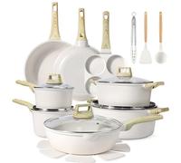 GiPP Lot de 22 ustensiles de cuisine en céramique antiadhésifs, passent au lave-vaisselle, sans PFAS, blanc