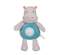 GIPSY TOYS - PELUCHE VEILLEUSE HIPPOPOTAME - GAMME BAMBOO - LUMIERES DOUCES ET APAISANTES - 1ER ÂGE - IDEE CADEAU NAISSANCE BEBE - FILLE ET GARCON - 13 CM - BLEU ET GRIS