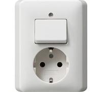 Gira 017603 Standard 55 Combinaison interrupteur à bascule/prise de courant Schuko, Blanc Brillant blanc G