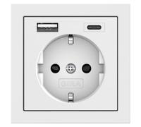 GIRA 245970 : Interrupteur de surface SCHUKO SP avec port USB, pour test de tension, type A/C, couleur blanc pur