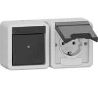 Gira 417730 Prise Combinée Horizontale IP44 Grise - 417730