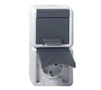 GIRA 478030 Prise double Schuko 16 A 250 V ~ verticale avec couvercle rabattable WG AP Gris