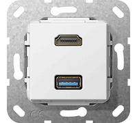 GIRA 4847133. Buchsen-Typ: HDMI + USB A, USB-Version: 3.0 (3.1 Gen 1). Produktfarbe: Weiß (4847133)