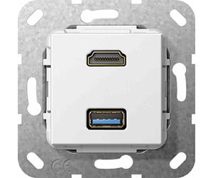 GIRA 4847133. Buchsen-Typ: HDMI + USB A, USB-Version: 3.0 (3.1 Gen 1). Produktfarbe: Weiß (4847133)