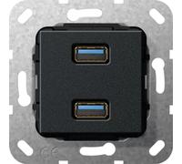 GIRA Einsatz USB 568410 3.0A 2fach Kup schwarz m (568410)