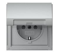 Gira Gira Prise KD TX-44 Alu 16A 250V avec terre et couvercle rabattable Quantité:1