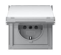 Gira Gira Prise KD TX-44 Alu 16A 250V avec terre et couvercle rabattable Quantité:1
