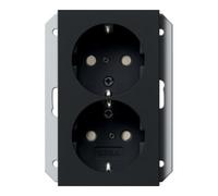 Gira Gira Prise Schuko 2x noire encastrée 2731005 Quantité:1
