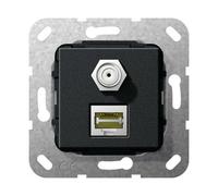 Gira RJ45 Cat6A Réseau Et Prise Combo SAT-F Noire - 569710