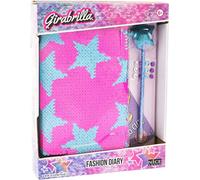 Girabrilla-Nice Group Fashion Diary Fluo Star, Agenda avec paillettes réversibles, stylo Pom, pierres précieuses et autocollants, 19046 GIRABRILLA
