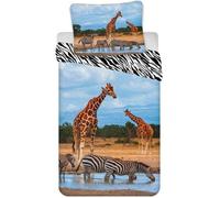 GIRAFE-ZEBRES-SAVANE AFRICAINE- PARURE DE LIT- HOUSSE DE COUETTE 140X200 CM + TAIE - 70X90 CM-NEUF-COTON.