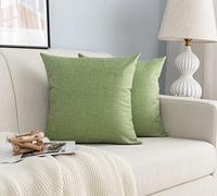 GIRASOLE HOME Lot de 2 taies d'oreiller en simili lin anti-acariens et hypoallergéniques pour canapé et lit, housses de coussins, décoration de maison avec fermeture éclair invisible (45 x 45 cm,