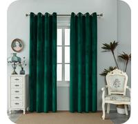 GIRASOLE HOME Paire de rideaux Adélaïde doux occultants thermiques en velours 2 panneaux de 140 x 280 cm avec œillets, vert