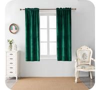 GIRASOLE HOME Paire de rideaux Adélaïde doux occultants thermiques en velours 2 panneaux de 55 x 150 cm avec poche, vert