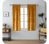 GIRASOLE HOME Paire de rideaux Adélaïde doux occultants thermiques en velours 2 panneaux de 70 x 150 cm avec poche, ambre