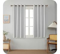 GIRASOLE HOME Paire de rideaux barbade thermiques 100 % occultants 2 panneaux de 140 x 150 cm avec œillets blanc fumé