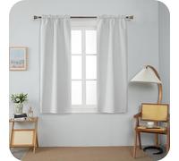 GIRASOLE HOME Paire de rideaux Barbados thermiques totalement occultants 2 panneaux de 70x120cm avec poche, blanc fumé