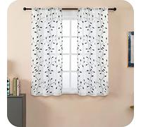 GIRASOLE HOME® Paire de rideaux filtrants en simili lin fantaisie rampants rideau pour fenêtre et intérieur 2 panneaux avec poche et passants cachés (noir, 70 x 138 cm)