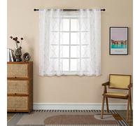 GIRASOLE HOME® Paire de rideaux voile filtrants fantaisie géométrique doré rideau blanc pour intérieur avec poche et passants cachés, 2 panneaux (géométrie or, 70 x 145 cm)