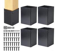 Girftong Lot de 4 cache-poteaux réglables en acier inoxydable pour clôture en bois, boîte aux lettres et garde-corps de terrasse, 8,4 à 15,2 cm de diamètre, manchon de protection antirouille avec