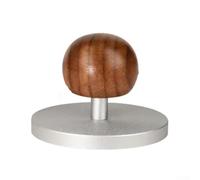 Girftong Presse à café à base plate en aluminium avec poignée en noyer pour une extraction uniforme, accessoire pour barista pour la maison et le café, 51 mm 58 mm (51 mm, argent)