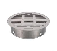 Girftong Siphon de sol en acier inoxydable, grille de toit ronde enfichable pour tuyau en PVC, design creux anti-obstruction pour balcon extérieur, jardin, argent, 50-200 mm (tube de 200 mm)