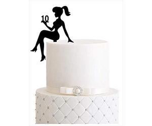 Girl, birthday, figurine de gâteau, anniversaire de fille, sweet 16, sweet 18, chiffre, décoration d'anniversaire, décoration (noir, 10)