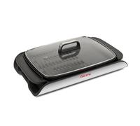 Girmi BQ91 Gril et Barbecue, 2000W, Plaques Antiadhésives XL 40 x 30 cm à Double Usage, sans Fumée, Couvercle en Verre Trempé, Température Réglable, Bac Récupérateur de Graisse, Gris