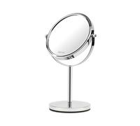 Girmi Miroir de Maquillage de Table BE01 Double Face avec Rotation 360°, Miroir grossissant de Maquillage, chromé