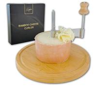 Girolle à fromage Fraiseur à fromage en bambou Ø 22 cm avec lame en acier inoxydable - rabot rotatif pour Tête de Moine, fleurs de fromage et copeaux de chocolat - robuste, décoratif, idée cadeau