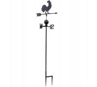 Girouette avec 4 Points Cardinaux Motif Coq 2 Pics en Fonte Patinée Marron 45x45x185cm