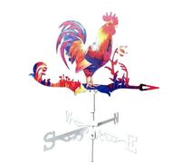 Girouette coq métal rouge, décoration jardin style ferme pour toit ou clôture extérieure Label