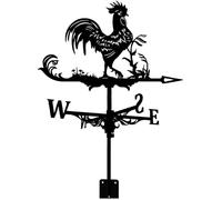 Girouette de Jardin Exterieur Coq en métal - Style Forme de Coq Rétro - Indicateur de Direction du Vent - Noir