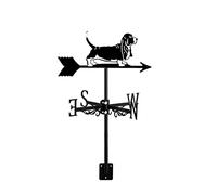 Girouette Décorative de Jardin en Forme de Chien 3D en Métal Noir Aspect Fer Forgé pour Terrasse Ou Patio Motif Basset Hound