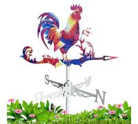 Girouette en Acier Inoxydable | Indicateur De Vent Coq | Girouette De Jardin en Métal | Indicateur De Direction du Vent De Scène De Ferme d'animaux Colorés | Décoration De Jardin Extérieur
