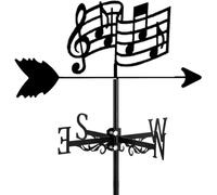Girouette en fer avec indicateur de direction pour partition de musique et guitare - Pour extérieur, jardin, cour - Partition de musique