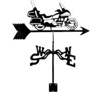 Girouette en forme de moto en fer forgé rétro avec indicateur de direction du vent et outils de mesure professionnels
