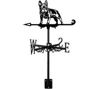 Girouette métallique en forme de chien - Indicateur de direction du vent pour toiture - Ornement de toit décoratif - Acier façonné à la main - Dimensions : 50 x 35 cm - Finition noire