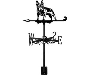 Girouette métallique en forme de chien - Indicateur de direction du vent pour toiture - Ornement de toit décoratif - Acier façonné à la main - Dimensions : 50 x 35 cm - Finition noire