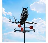 Girouette Rétro en Acier Inoxydable avec Hibou avec Indicateur de Direction du Vent, Girouette de Jardin de Ferme pour Abris de Jardin, Toit, Cabane, Cour, Décoration de Jardin