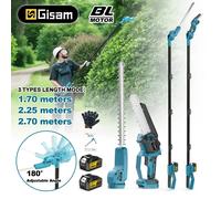 Gisam 2-en-1 Scie à branches haute portée sans balais et taille-haie sans fil, outil multifonction pour batterie Makita 18V 2 Battery