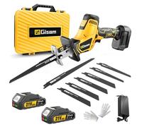 Gisam Scie Sabre sans fil 21V, 3500 spm, Moteur sans Balais Silencieux, 2 Batteries de 4,0 Ah et 8 Lames de Scie, Scie éLectrique à Queue de Renard pour Bois, MéTal, Pvc
