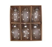 Gisela Graham Lot de 6 œufs de Pâques en verre blanc à pois