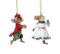 Gisela Graham, résine, M. et Mme Woodland Animaux, blaireaux de 8,5 centimètres, Renards, Souris et écureuils, Ensemble de 2, Assortis (Mouse Red and White)