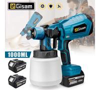 Gismis 1000ML pistolet de pulvérisation électrique maison pulvérisateur de peinture sans fil HVLP Auto meubles revêtement en acier aérographe pour Makita 18V batterie Pi 2 Big Battery Red