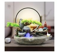 Gisruao Fontaine de Table d’intérieur, Fontaine Cascade décorative, en céramique, avec éclairage LED, Boule de Cristal, Boule rotative, Style Feng Shui, pour Salon, Bureau, Chambre, Espace Yoga